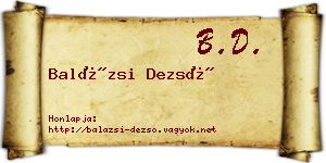 Balázsi Dezső névjegykártya